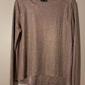 Zara Metallic Long Sleeve Top - Bronze